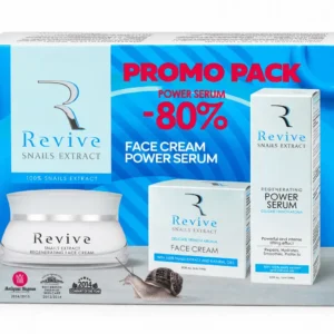 Промо комплект Revive Snails Extract – крем за лице и серум с 100% екстракт от охлюви, подходящ за хидратация и подмладяване.